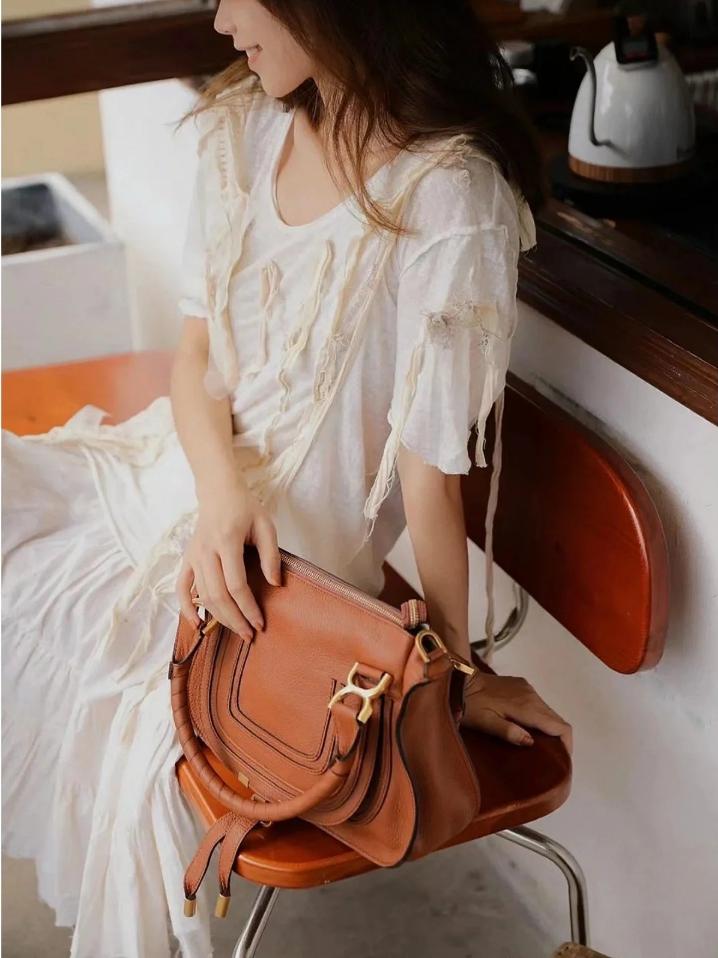 Vintage Genuine Leather Saddle Crossbody Bag for Women
