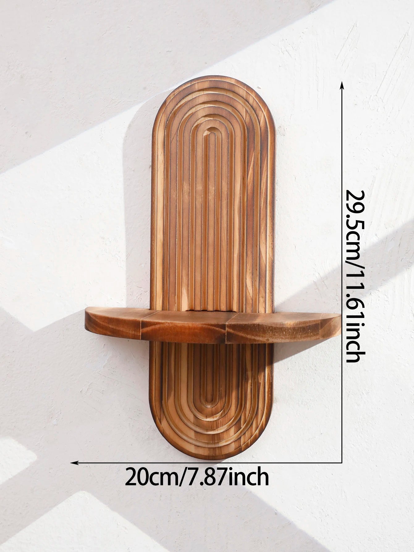Geometric Natural Wood Wall Mounted Display Shelf