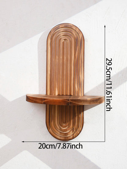 Geometric Natural Wood Wall Mounted Display Shelf