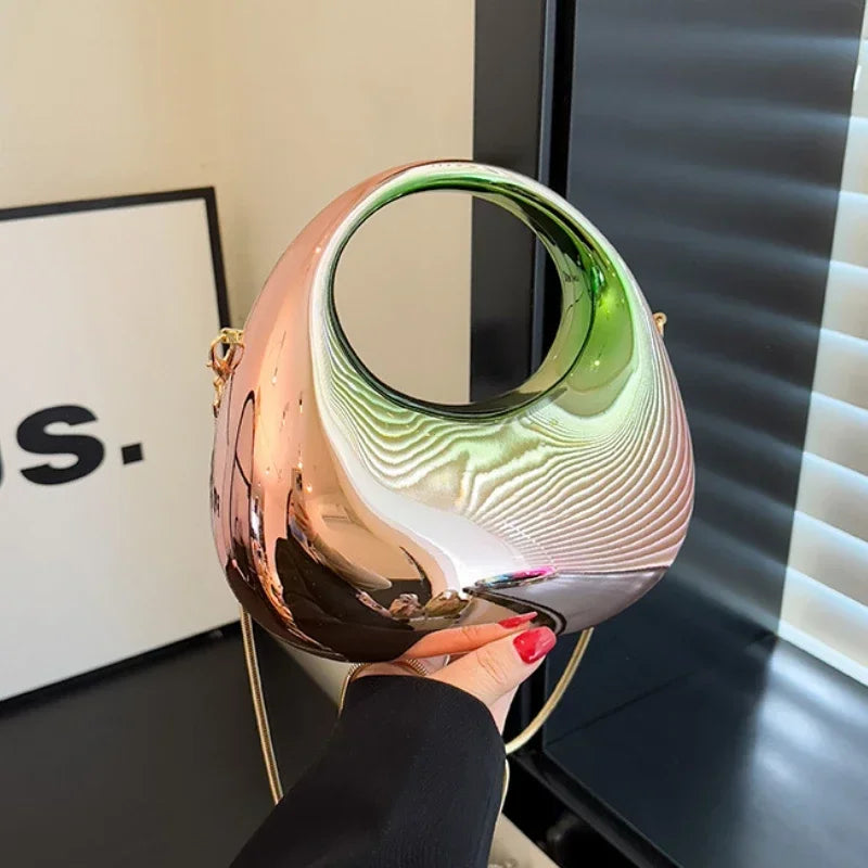 Acrylic Half-Moon Evening Clutch Bag