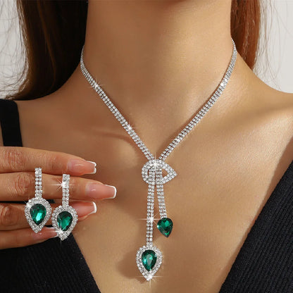 Crystal Water Drop Necklace & Earring Set