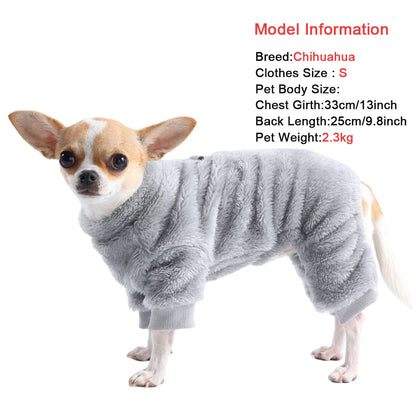 Warm Fleece Dog Jumpsuit with D-Ring
