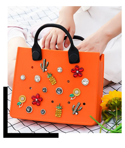 Waterproof EVA Tote Bag with Charm Holes