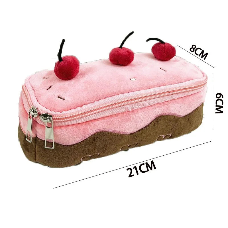 Plush Cherry Cake Large Capacity Pencil Case