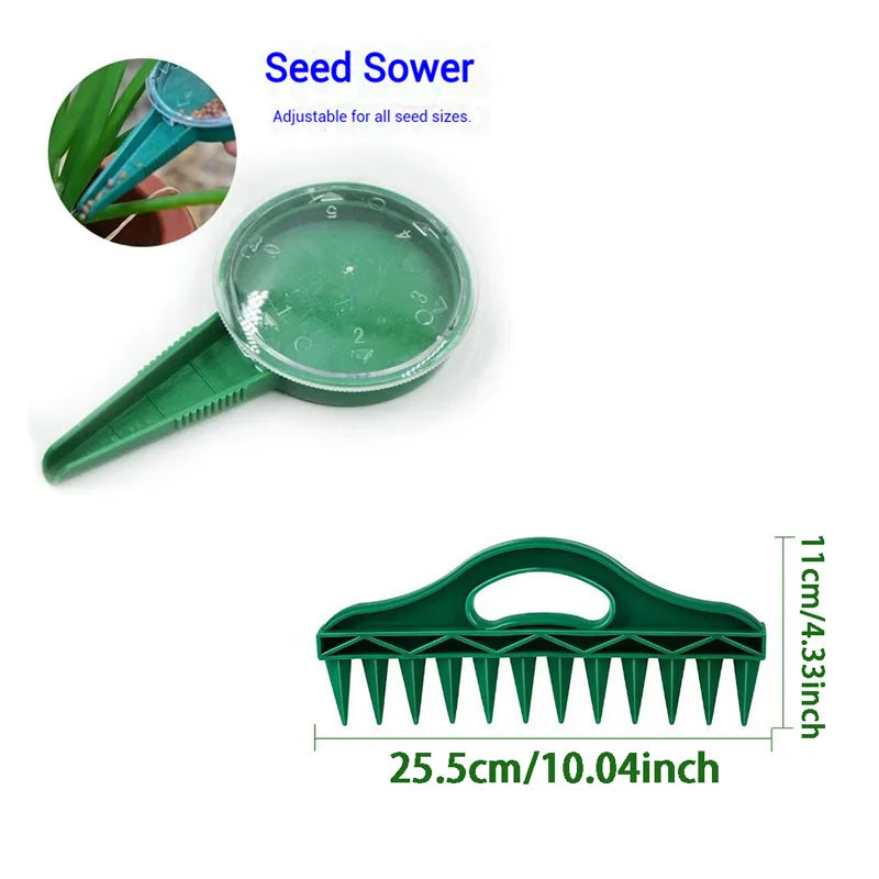 12-Hole Garden Seeder & Hand Dibbler Tool