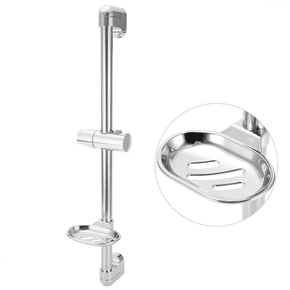 Stainless Steel Shower Slide Bar with Adjustable Holder & Soap Rack