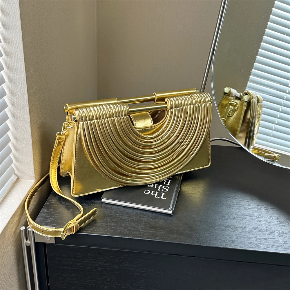 Luxury Ruched Evening Clutch Crossbody Bag