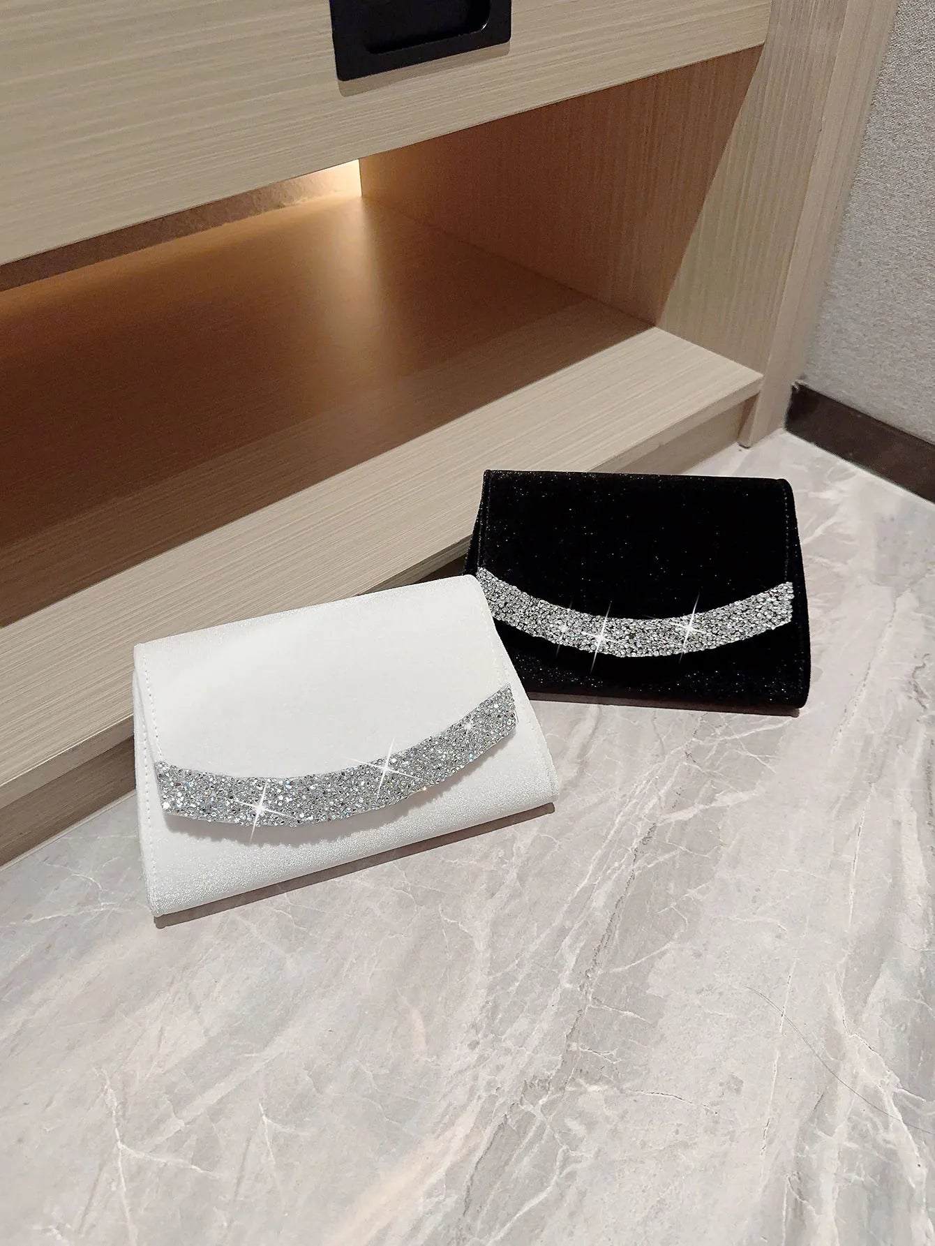 Rhinestone Velvet Evening Clutch Bag