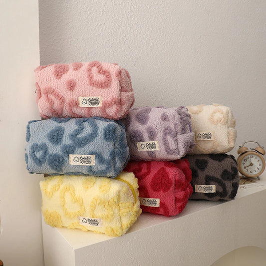 Cute Plush Heart-Shaped Pencil Case