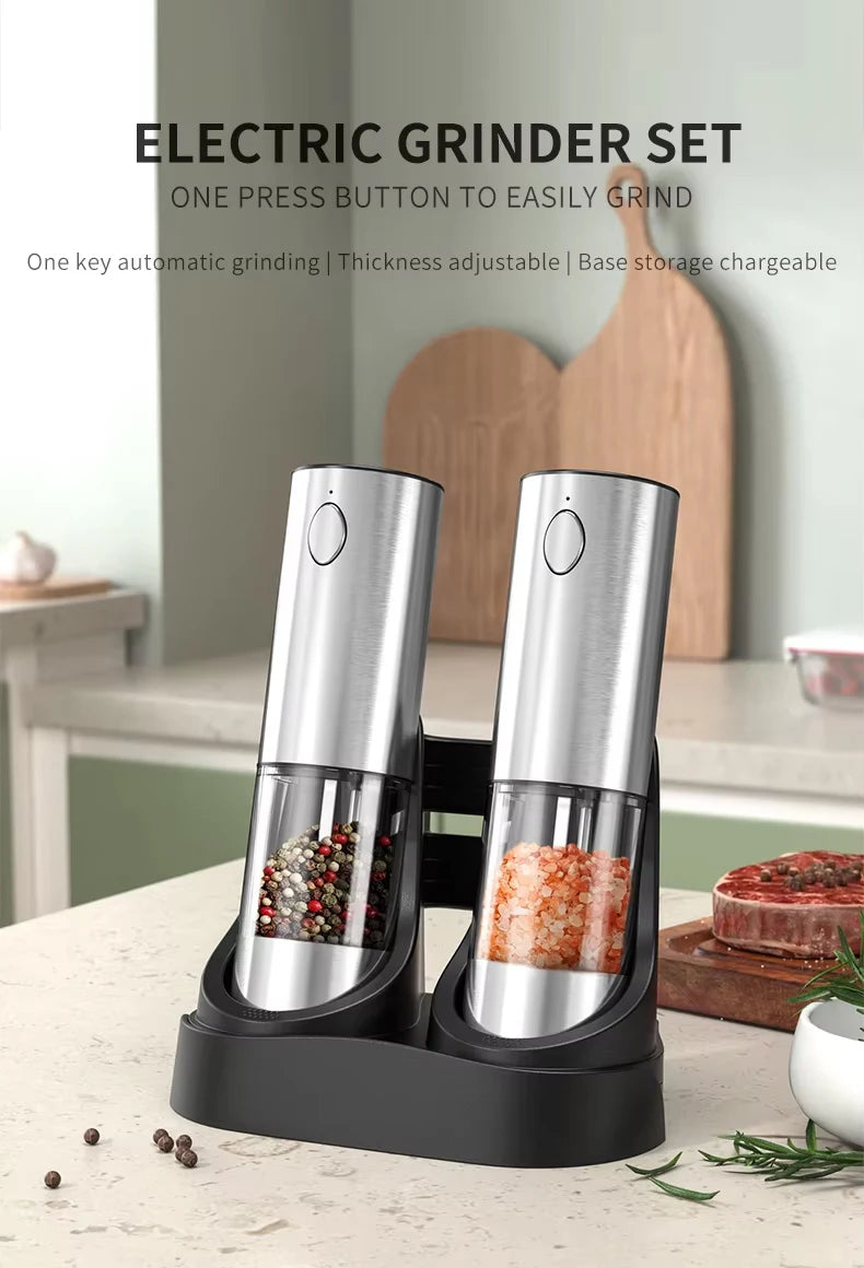 Electric Spice Grinder Set with Charging Base