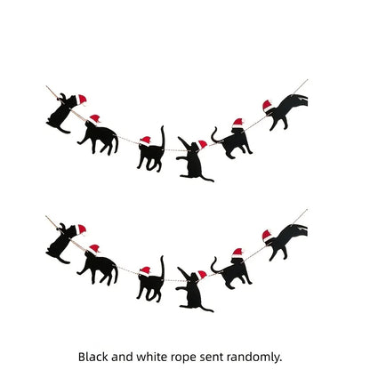 Black Cat Christmas Hanging Banner