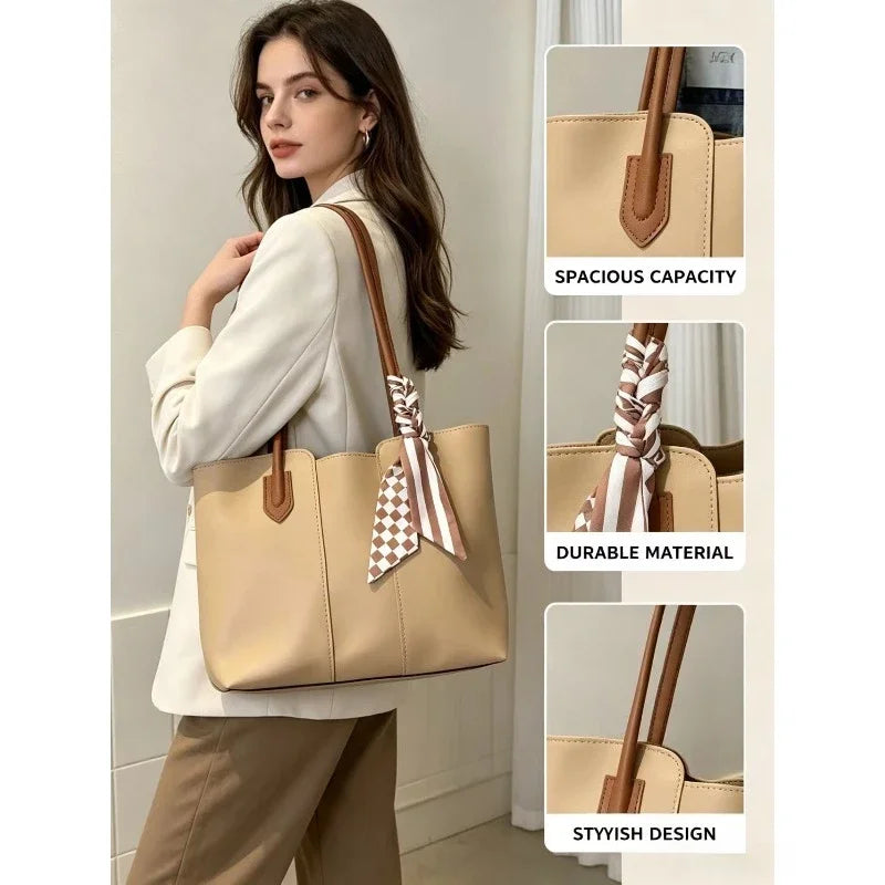 Large Capacity Faux Leather Tote Bag