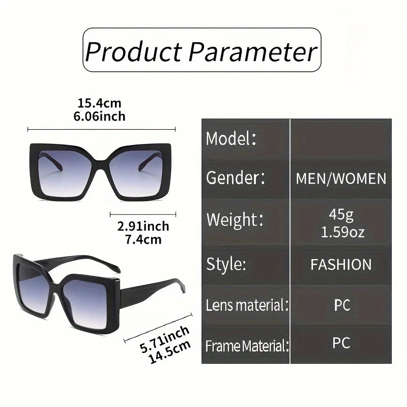 Oversized Square Sunglasses with Gradient Lenses