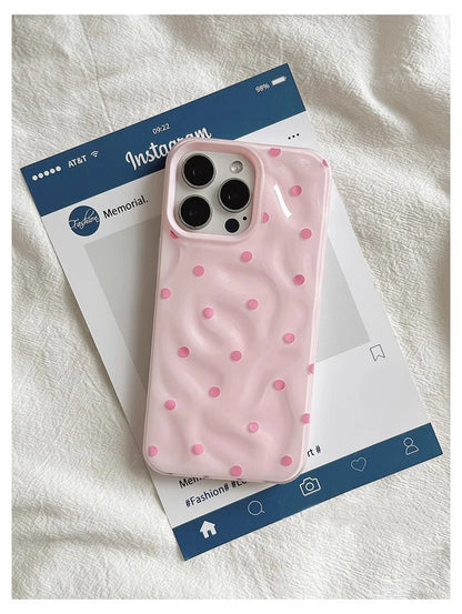 Love Polka Dot Folds Texture Phone Case For IPhone