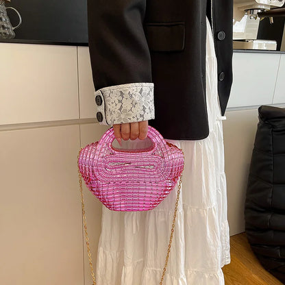 Metallic Acrylic Woven Handbag