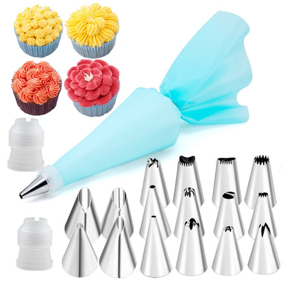 6-24 Pcs Set Pastry Bag and Stainless Steel Cake Nozzle