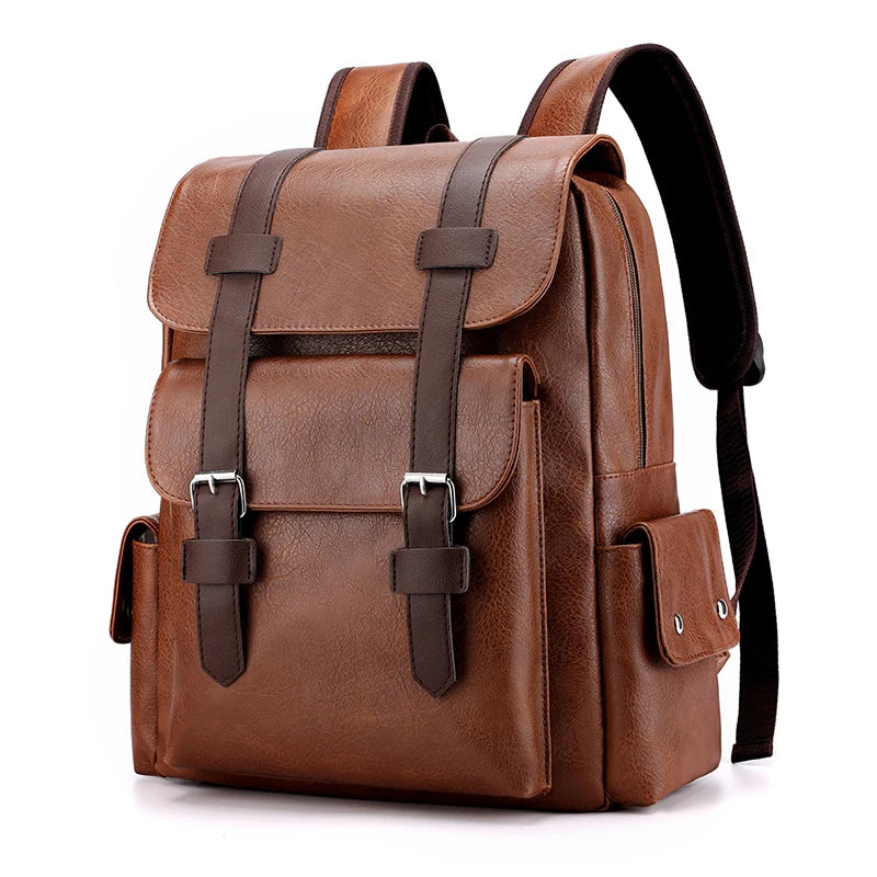 Men’s PU Leather Laptop Backpack