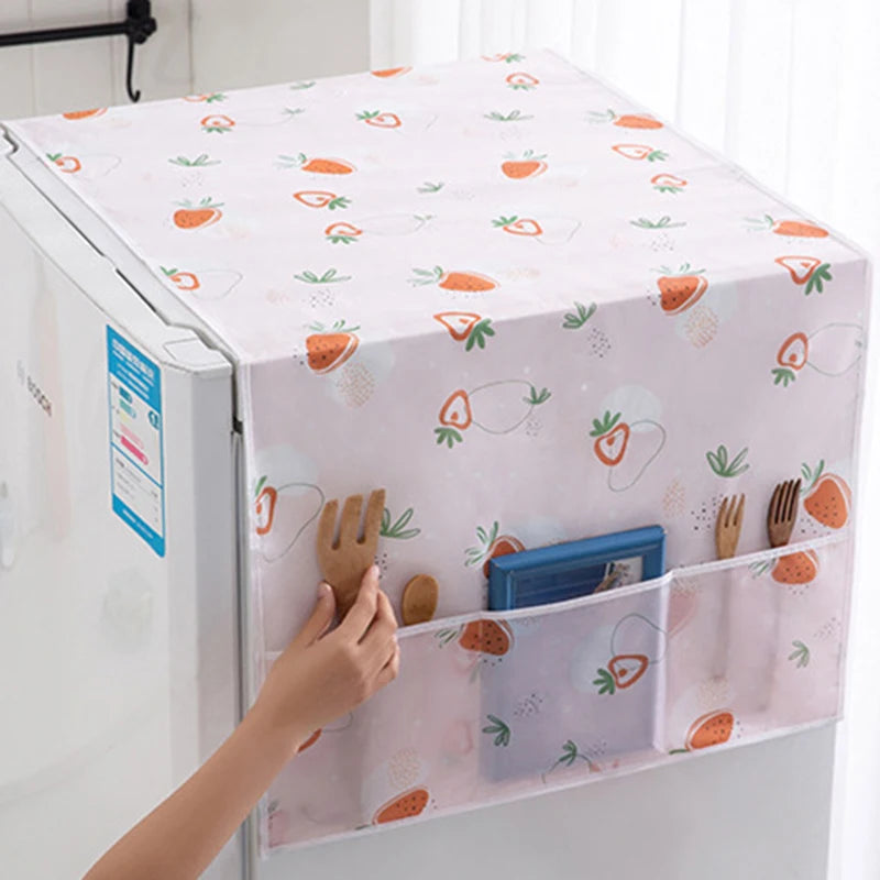 Refrigerator Dust Cover with Storage Pockets