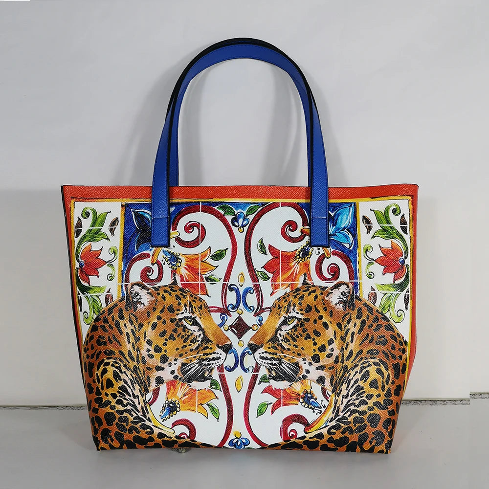 Italian-Inspired Printed PU Leather Tote Bag