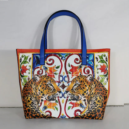 Italian-Inspired Printed PU Leather Tote Bag