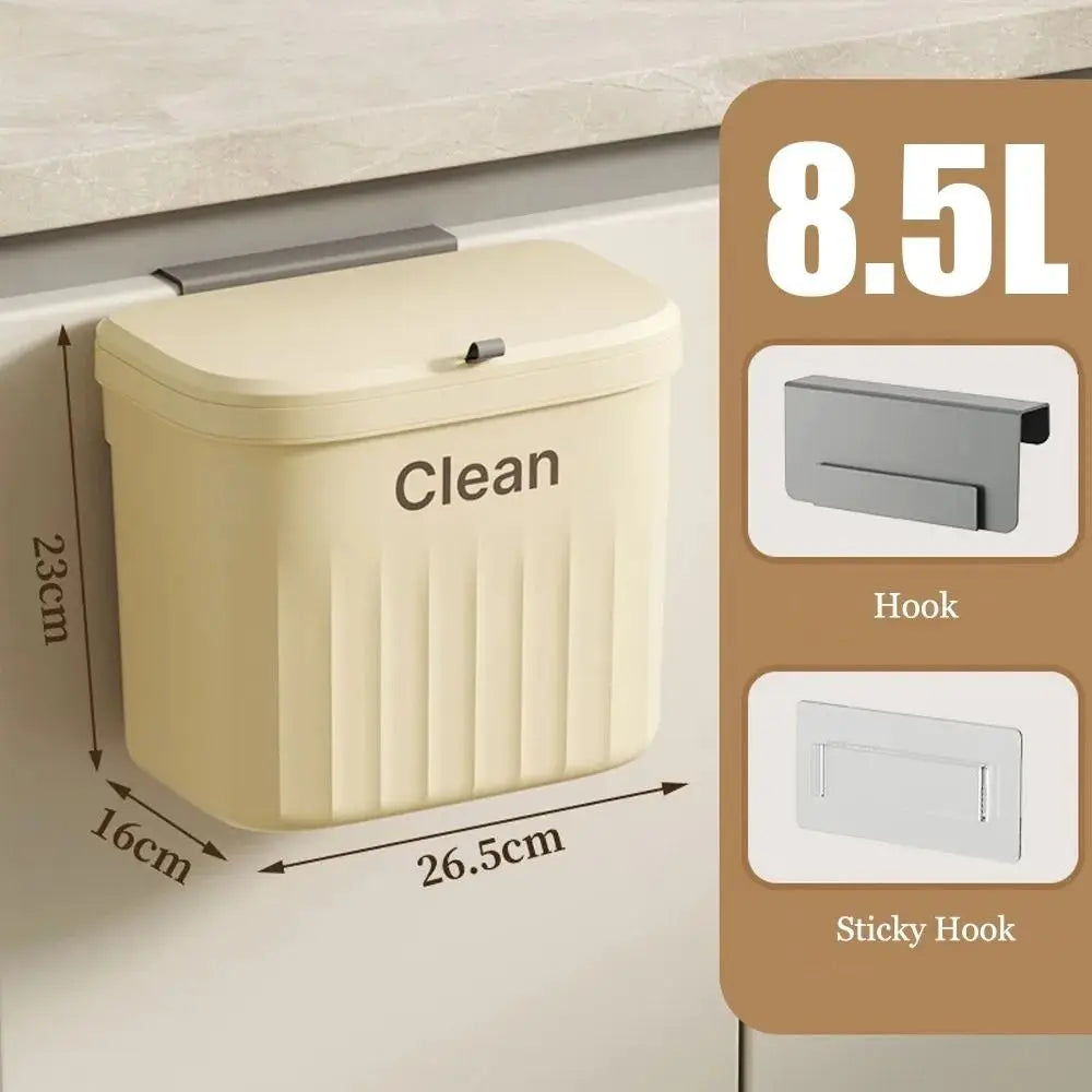 Wall-Mounted Under Sink Trash Can with Lid – 8.5L & 12L