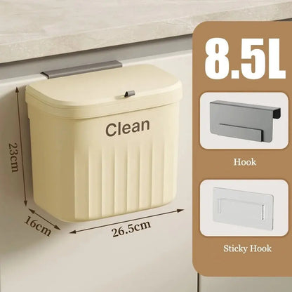 Wall-Mounted Under Sink Trash Can with Lid – 8.5L & 12L