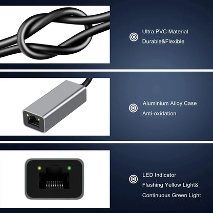 USB Type-C Gigabit LAN Adapter for MacBook, Windows & Android
