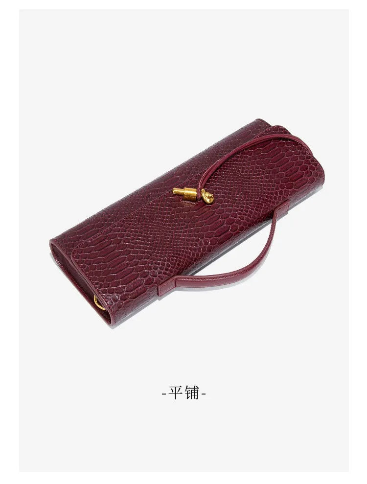Luxury Snakeskin Top Handle Shoulder Bag