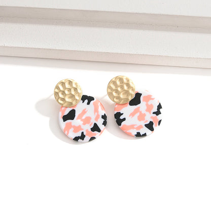 AENSOA  Colorful Painted Pattern Acrylic Drop Earrings