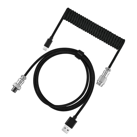 3M Coiled USB-C Mechanical Keyboard Cable – Detachable Aviator Connector