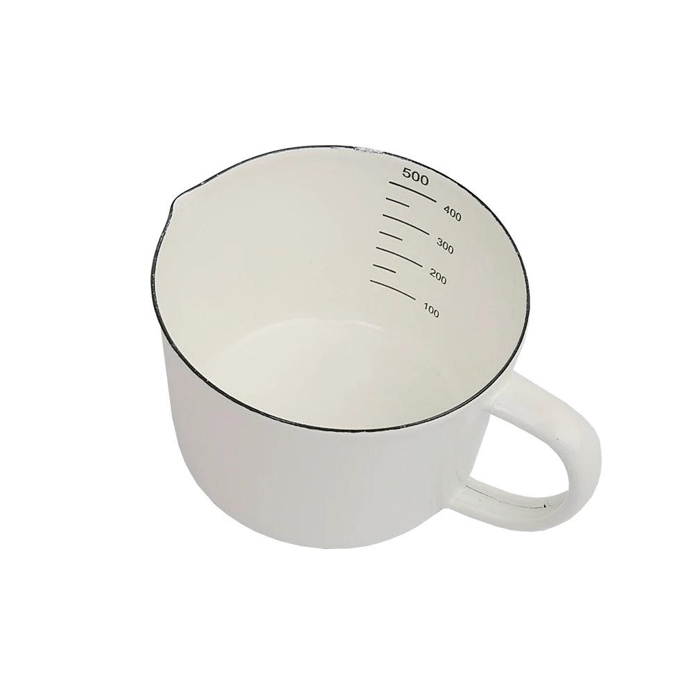 Enamel Measuring Cup with Scale – 500ml / 1000ml Milk Jug