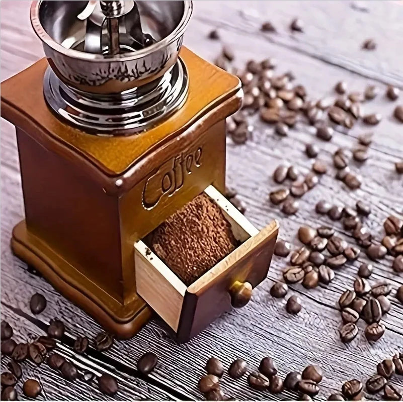 Vintage Manual Coffee Grinder with Hand Crank