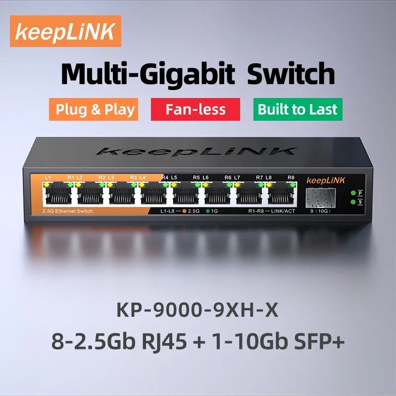 KeepLiNK 9-Port 2.5G Multi-Gigabit Ethernet Switch