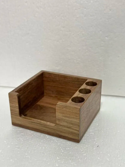 Wooden Desk Organizer with Pen Holders & Note Storage