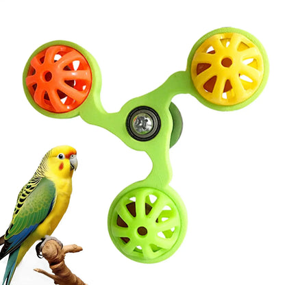 Interactive Rotating Windmill Bird Toy with Bells