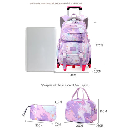 Girls Rolling School Backpack with Wheels