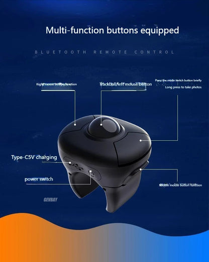 Wireless Finger Ring Trackball Mouse with Bluetooth & 2.4GHz