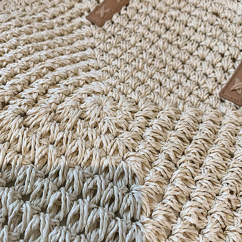 Handmade Woven Straw Beach Tote Bag