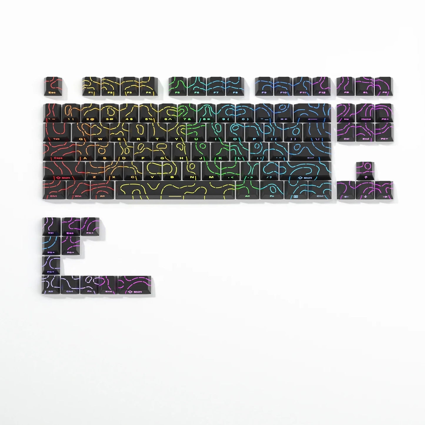 Topographic 4.0 Shine-Through PBT Keycap Set – 98 Keys