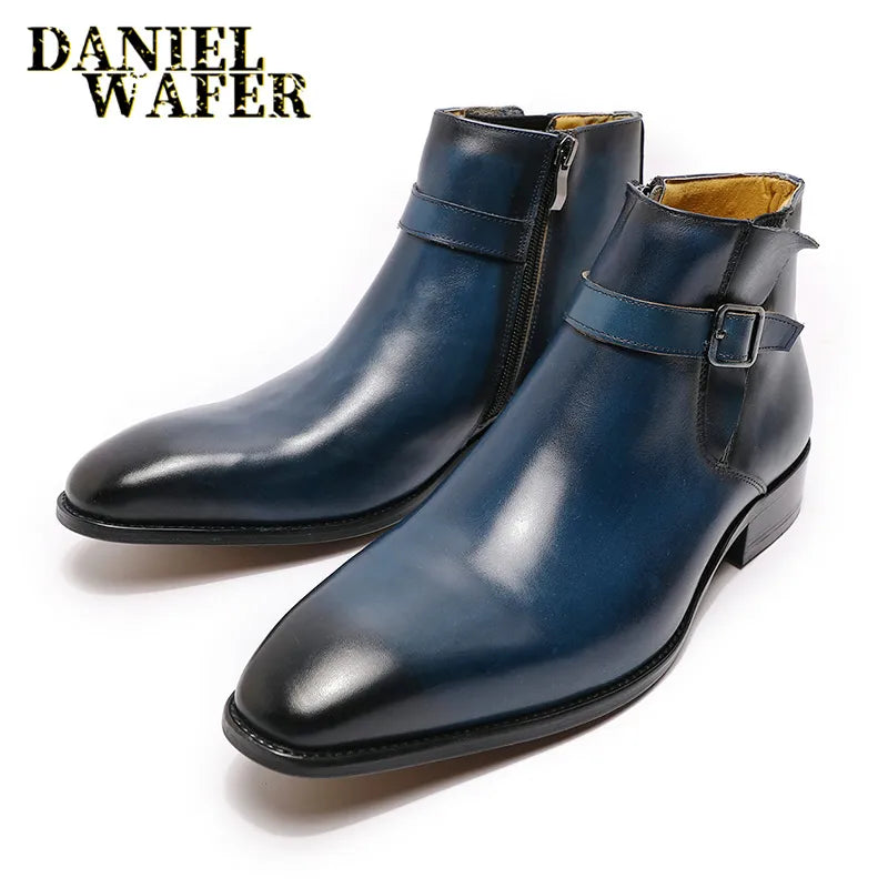 Real Leather Men's Ankle Boots