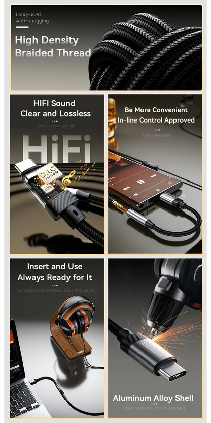 ESSAGER USB-C to 3.5mm Audio Adapter for Headphones & AUX