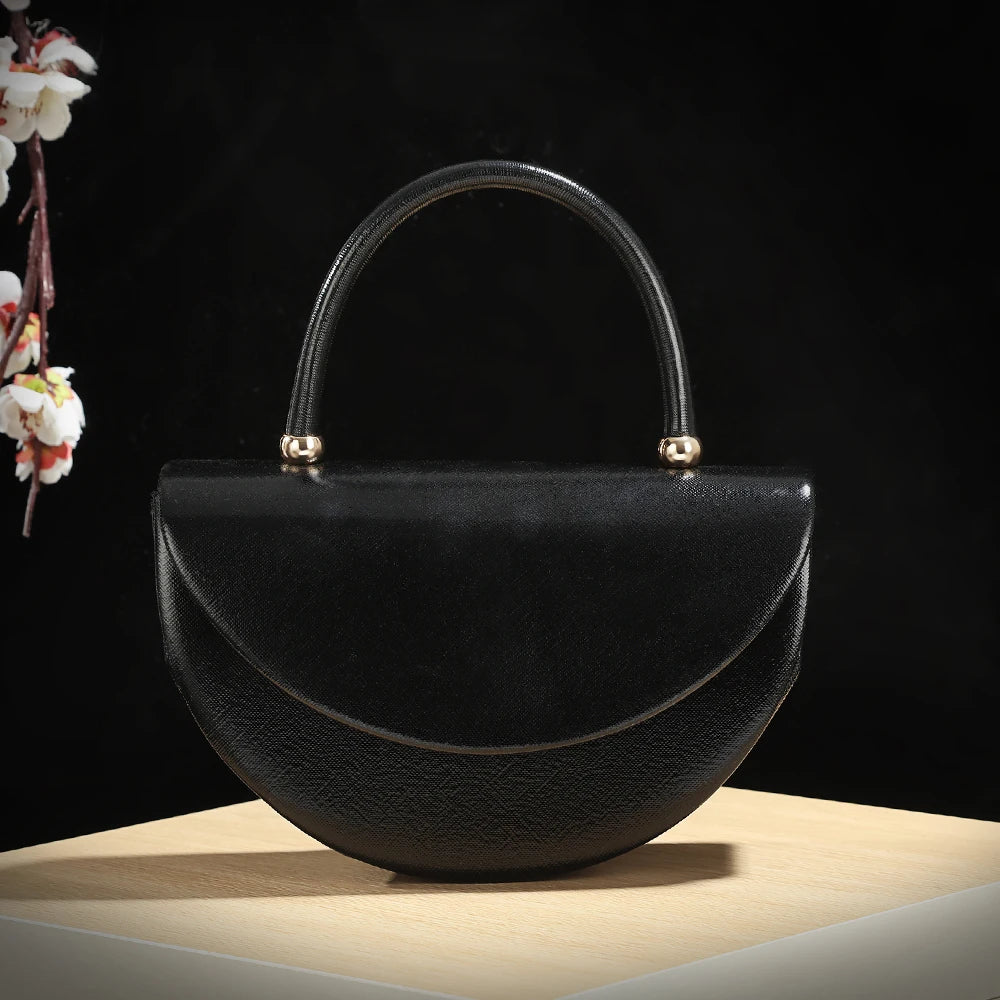 Half Moon Handbag – Shiny Evening Chain Shoulder Bag