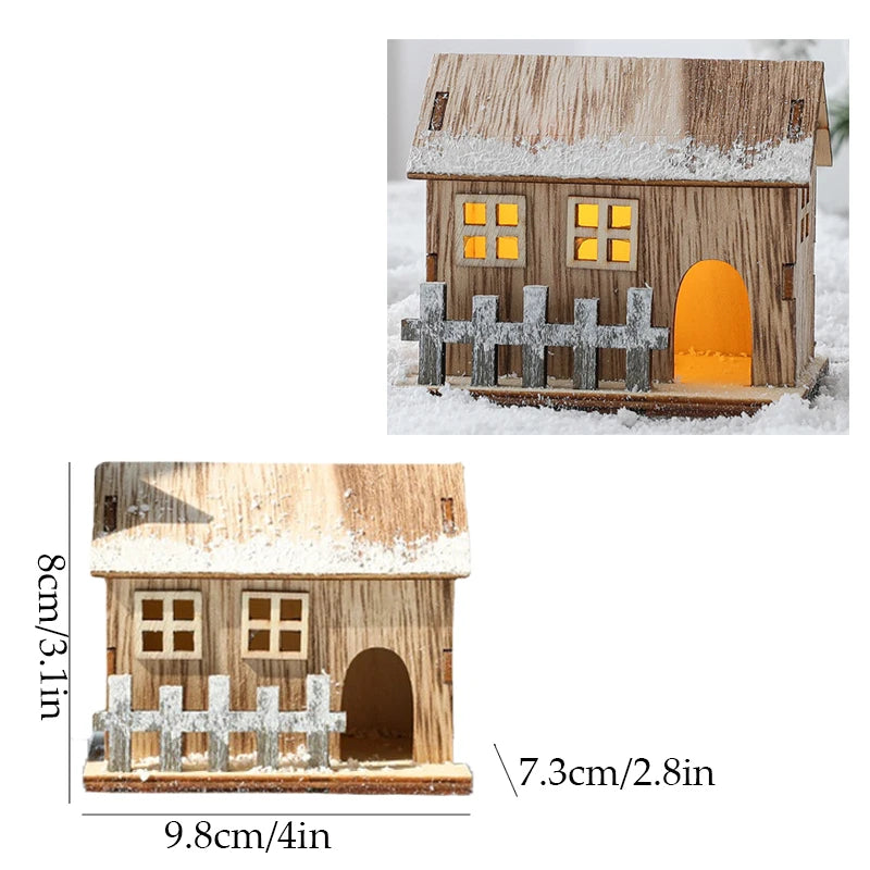 LED Wooden Christmas House Ornament