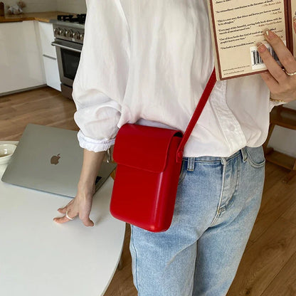 Mini PU Leather Flap Crossbody Phone Bag