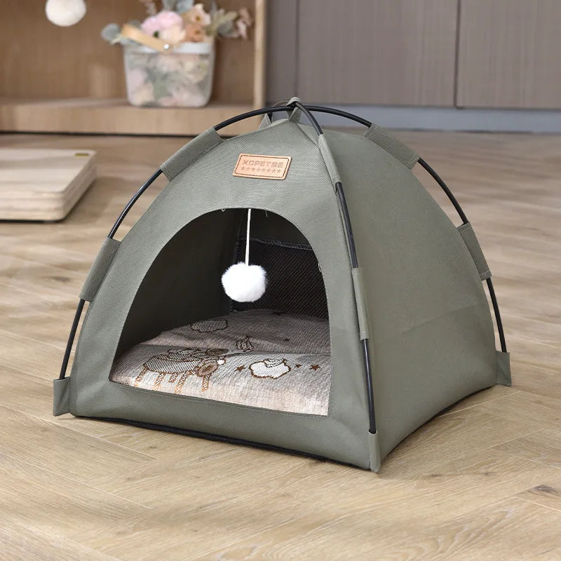 Semi-Enclosed Pet Tent – Foldable Summer Cooling Dog Nest