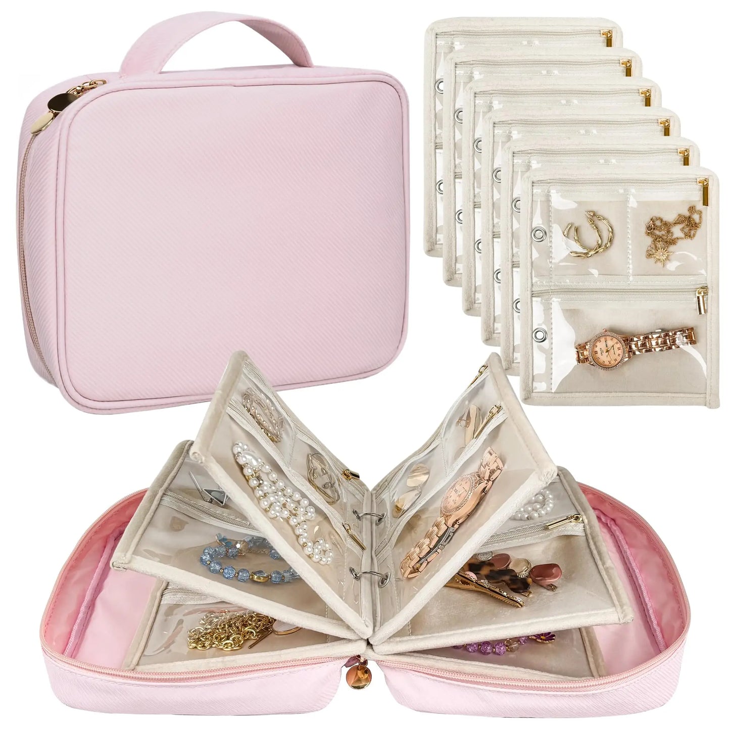 Travel Jewelry Organizer Binder Case
