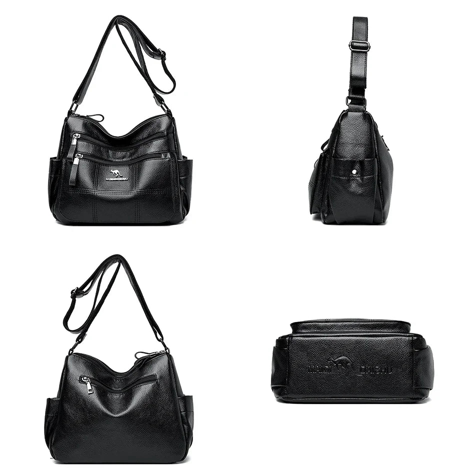 Casual Floral Embossed Leather Crossbody Shoulder Bag