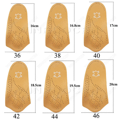 3/4 Leather Orthotic Arch Support Insoles