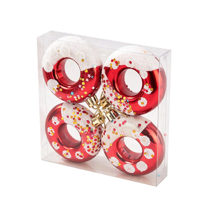 4-Piece Donut Christmas Ornament Set