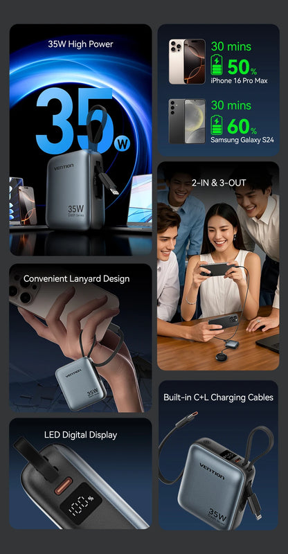 Vention 10000mAh 35W Fast Charging Power Bank